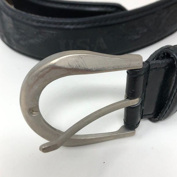 Unbranded USA Eagle Belt Black Silver Buckle - Picture 2 of 9
